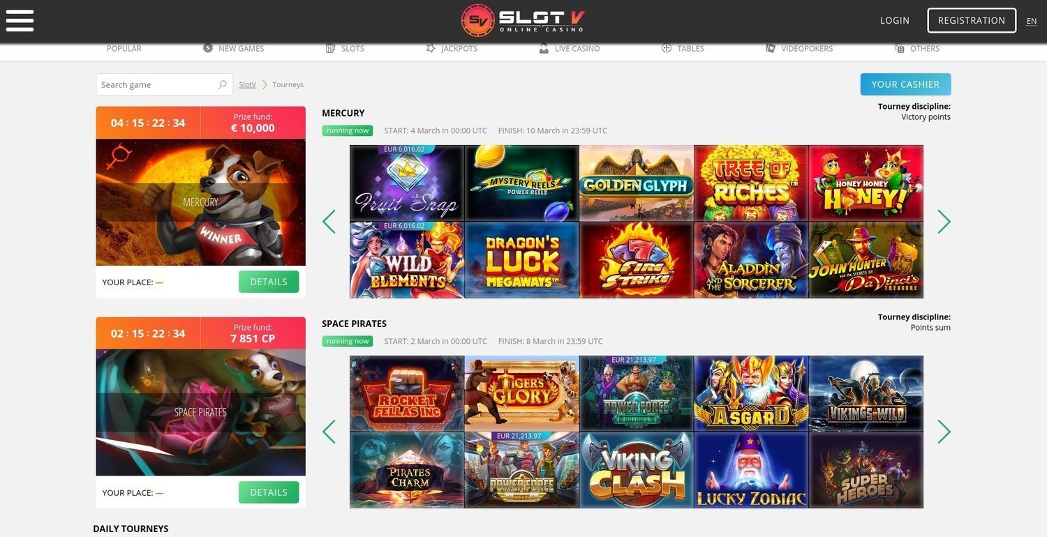 Kasinové turnaje ve SlotV
